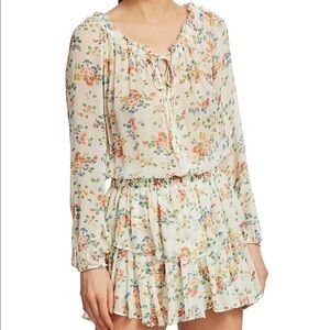 LoveShackFancy Floral Popover Silk Dress